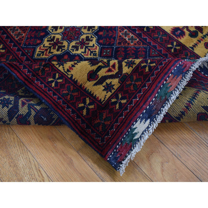 Tribal & Geometric Wool Hand Knotted Rug Red Yellow 3.0X10.2 -O087617