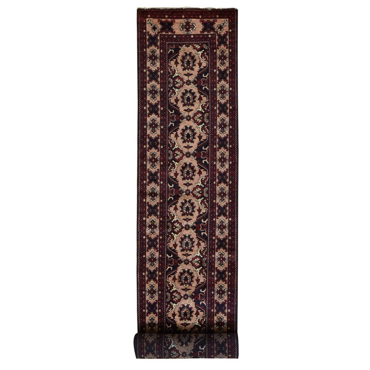 Red 2'10" x 18'10" Tribal & Geometric Hand knotted Wool Rug - Sku: O087618