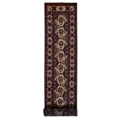 Tribal & Geometric Wool Hand Knotted Rug Red Red 2.10X18.10 -O087618