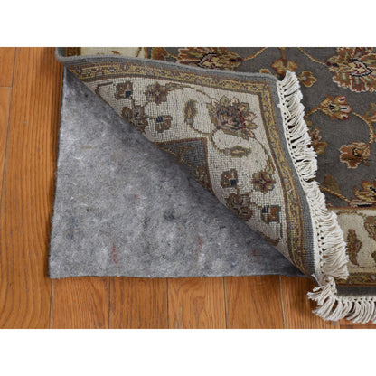 Rajasthan Wool & Silk Hand Knotted Rug Grey Ivory 2.6X20.0 -O087619