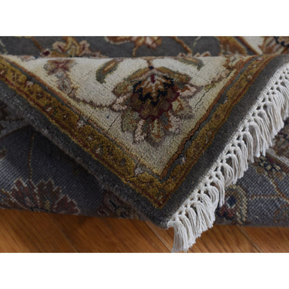 Rajasthan Wool & Silk Hand Knotted Rug Grey Ivory 2.6X20.0 -O087619