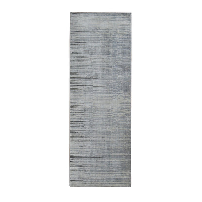 Modern and Contemporary Silk Hand Knotted Rug Grey No Border 3.0X9.0 -O087620