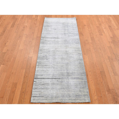 Modern and Contemporary Silk Hand Knotted Rug Grey No Border 3.0X9.0 -O087620