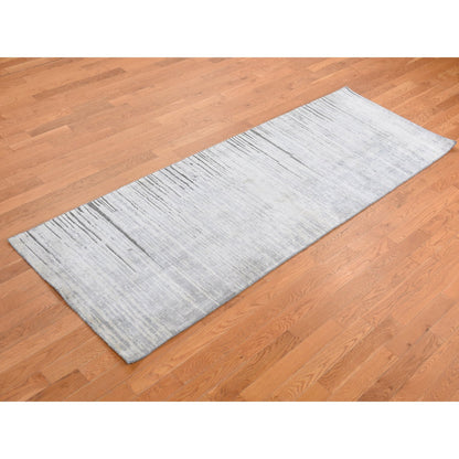 Modern and Contemporary Silk Hand Knotted Rug Grey No Border 3.0X9.0 -O087620