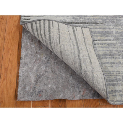 Modern and Contemporary Silk Hand Knotted Rug Grey No Border 3.0X9.0 -O087620