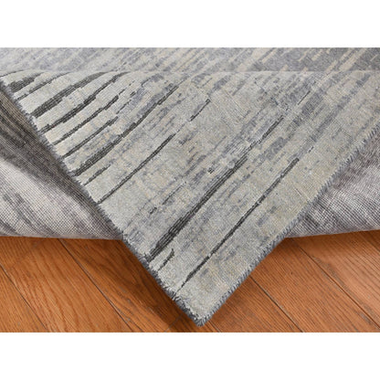 Modern and Contemporary Silk Hand Knotted Rug Grey No Border 3.0X9.0 -O087620
