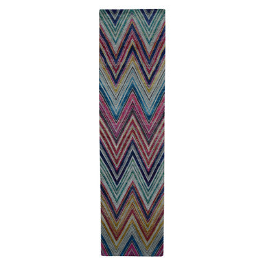 Modern and Contemporary Wool & Sari Silk Hand Knotted Rug Pink No Border 3.0X12.3 -O087621