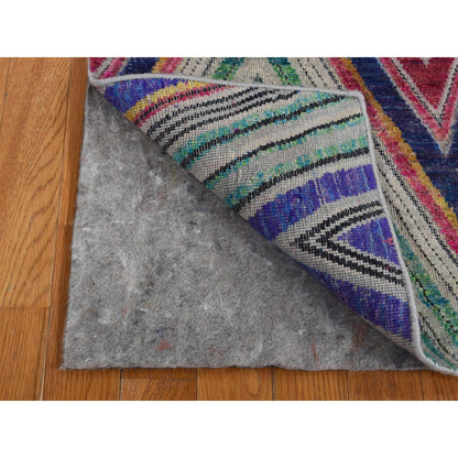 Modern and Contemporary Wool & Sari Silk Hand Knotted Rug Pink No Border 3.0X12.3 -O087621