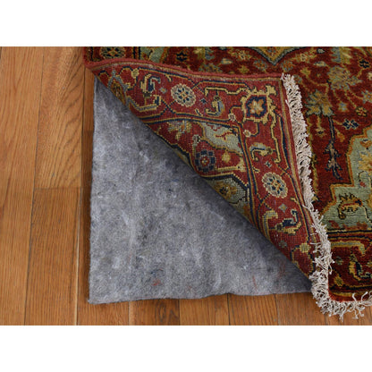 Heriz Wool Hand Knotted Rug Red Green 2.7X17.7 -O087623
