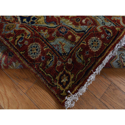 Heriz Wool Hand Knotted Rug Red Green 2.7X17.7 -O087623