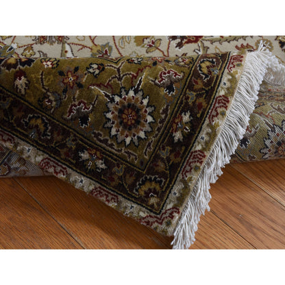 Fine Oriental Wool & Silk Hand Knotted Rug Brown Green 3.6X10.3 -O087624
