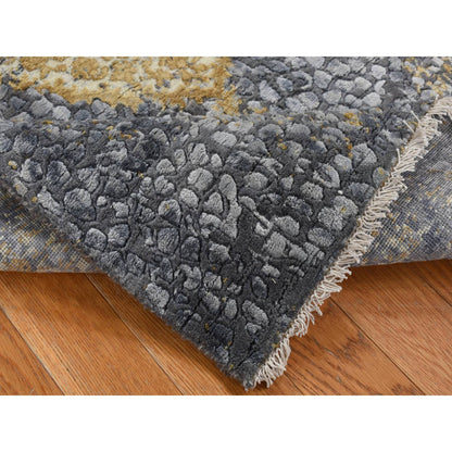 Transitional Wool & Pure Silk Hand Knotted Rug Grey No Border 3.0X8.0 -O087627