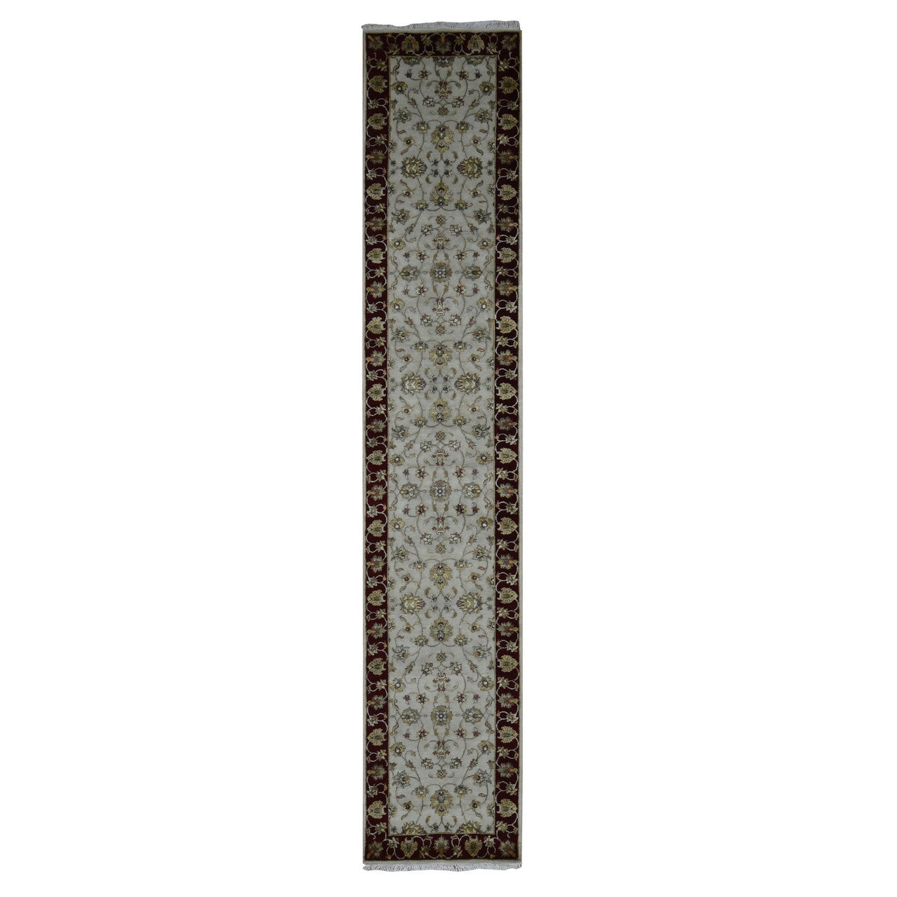 Ivory 2'8" x 14'1" Rajasthan Hand knotted Wool/Silk Rug - Sku: O087628
