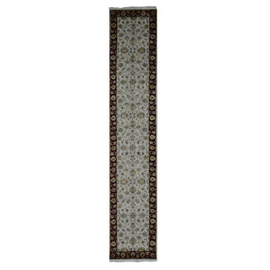 Rajasthan Wool & Silk Hand Knotted Rug Ivory Red 2.8X14.1 -O087628
