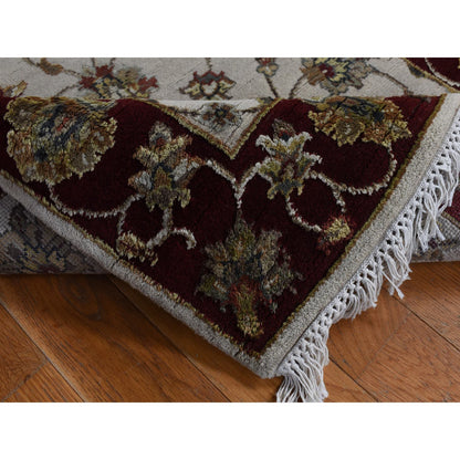 Rajasthan Wool & Silk Hand Knotted Rug Ivory Red 2.8X14.1 -O087628