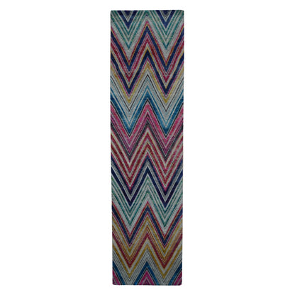 Modern and Contemporary Wool & Silk Hand Knotted Rug Red No Border 3.0X11.10 -O087630