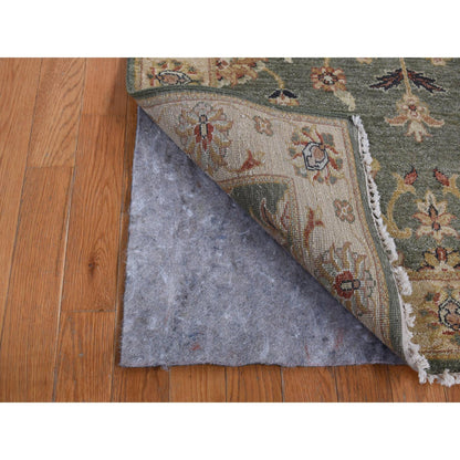 Oushak And Peshawar Wool Hand Knotted Rug Green Beige 3.6X32.2 -O087634