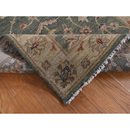 Oushak And Peshawar Wool Hand Knotted Rug Green Beige 3.6X32.2 -O087634