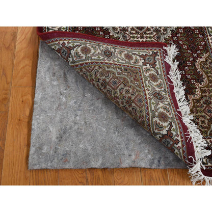 Fine Oriental Wool & Silk Hand Knotted Rug Red Ivory 2.7X15.8 -O087635