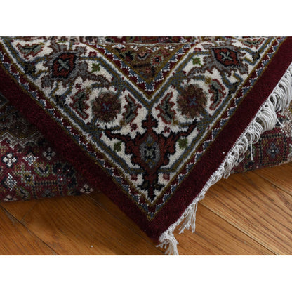 Fine Oriental Wool & Silk Hand Knotted Rug Red Ivory 2.7X15.8 -O087635