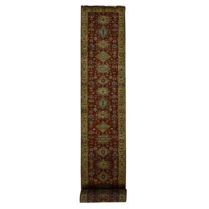 Heriz Wool Hand Knotted Rug Red Gold Color 2.7X19.10 -O087637