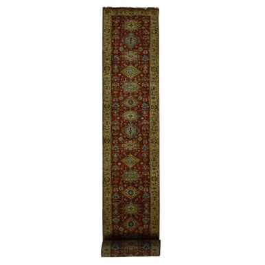 Heriz Wool Hand Knotted Rug Red Gold Color 2.7X19.10 -O087637