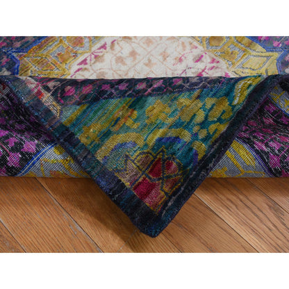 Mamluk Wool & Silk Hand Knotted Rug Purple No Border 3.1X16.1 -O087638