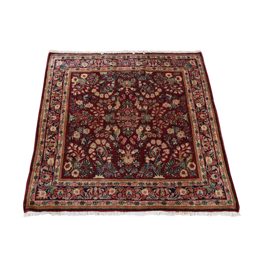 Antique Wool Hand Knotted Rug Red Red 3.0X3.0 -O087640