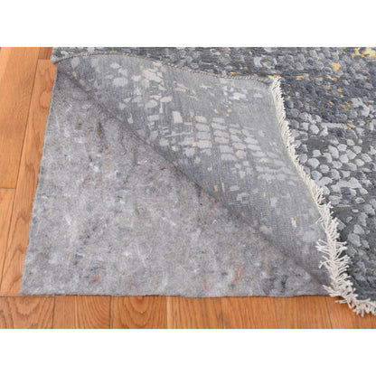 Transitional Wool & Silk Hand Knotted Rug Grey No Border 12.0X15.1 -O087645