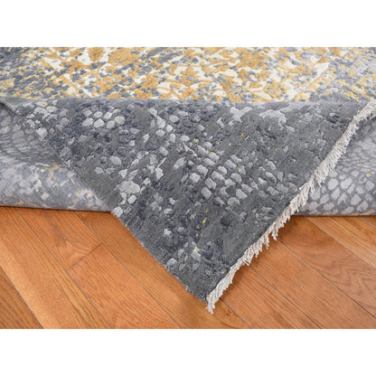 Transitional Wool & Silk Hand Knotted Rug Grey No Border 12.0X15.1 -O087645