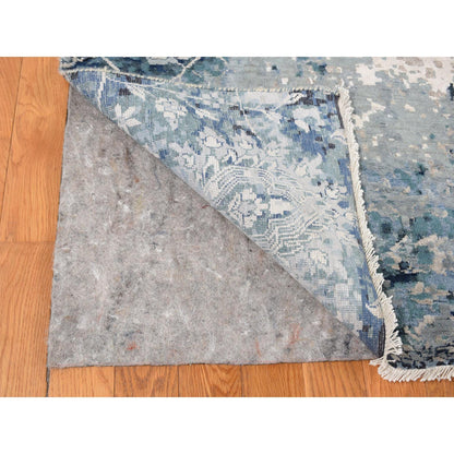 Transitional Wool & Silk Hand Knotted Rug Grey No Border 12.0X15.1 -O087646