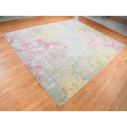 Modern and Contemporary Silk Hand Knotted Rug Grey No Border 12.0X15.0 -O087647