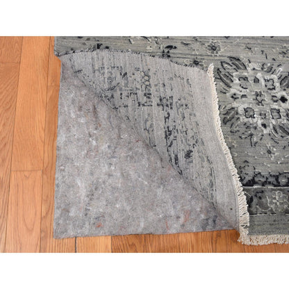 Transitional Wool & Silk Hand Knotted Rug Grey Gray 12.0X15.5 -O087648