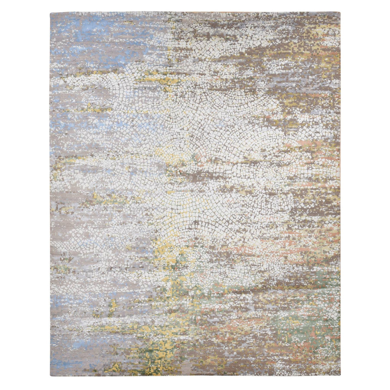 Brown 12'0" x 15'0" Modern and Contemporary & Pure Hand knotted Wool/Silk Rug - Sku: O087649