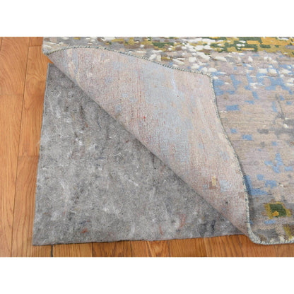 Modern and Contemporary Wool & Pure Silk Hand Knotted Rug Brown No Border 12.0X15.0 -O087649