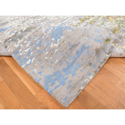 Modern and Contemporary Wool & Pure Silk Hand Knotted Rug Brown No Border 12.0X15.0 -O087649