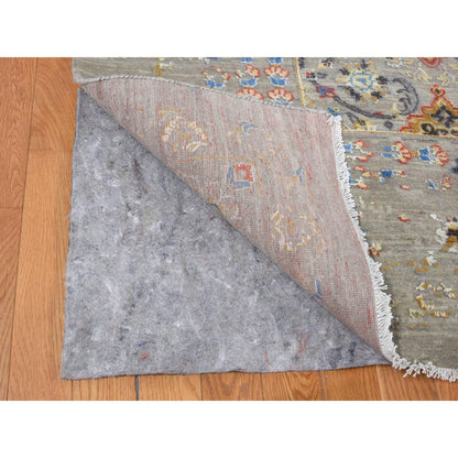 Transitional Wool & Pure Silk Hand Knotted Rug Grey Gray 12.0X15.1 -O087650