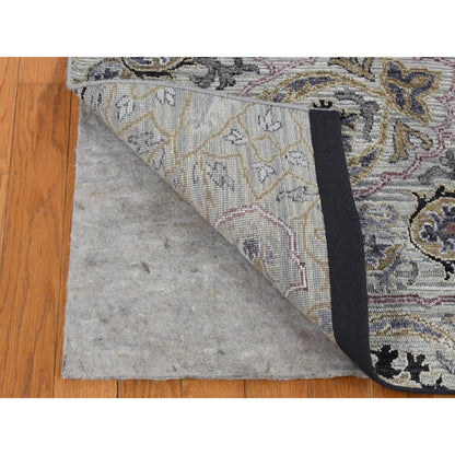 Transitional Wool & Silk Hand Knotted Rug Grey No Border 12.0X15.0 -O087652
