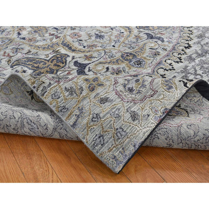 Transitional Wool & Silk Hand Knotted Rug Grey No Border 12.0X15.0 -O087652