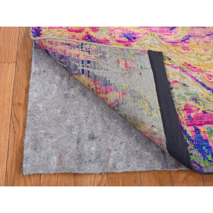 Modern and Contemporary Wool & Silk Hand Knotted Rug Multicolored No Border 3.0X9.2 -O087654