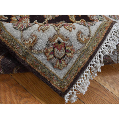 Rajasthan Wool & Silk Hand Knotted Rug Brown Ivory 2.7X15.9 -O087656