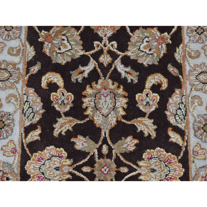Rajasthan Wool & Silk Hand Knotted Rug Brown Ivory 2.7X15.9 -O087656