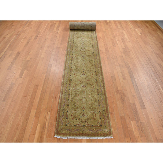 Fine Oriental Wool Hand Knotted Rug Brown No Border 3.0X23.3 -O087657