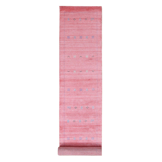 Modern and Contemporary Wool & Silk Hand Knotted Rug Pink Pink 2.8X13.6 -O087659