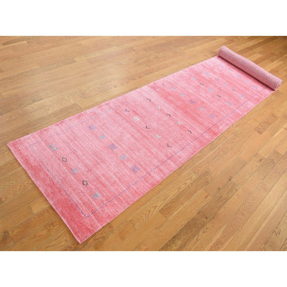 Modern and Contemporary Wool & Silk Hand Knotted Rug Pink Pink 2.8X13.6 -O087659
