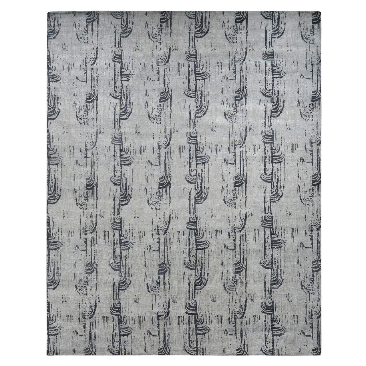 Gray 11'9" x 14'10" and Hand knotted Wool/Silk Rug - Sku: O087662