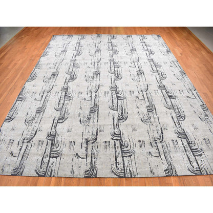 Wool and Silk Wool & Silk Hand Knotted Rug Grey No Border 11.9X14.10 -O087662