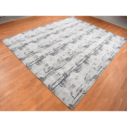 Wool and Silk Wool & Silk Hand Knotted Rug Grey No Border 11.9X14.10 -O087662