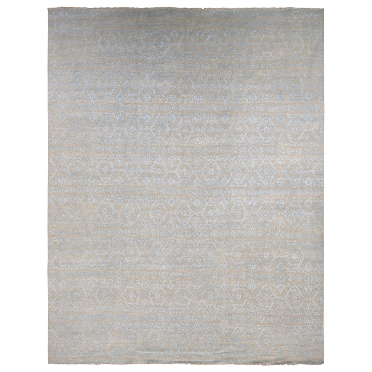 Brown 11'10" x 15'0" Transitional Hand knotted Wool/Silk Rug - Sku: O087663