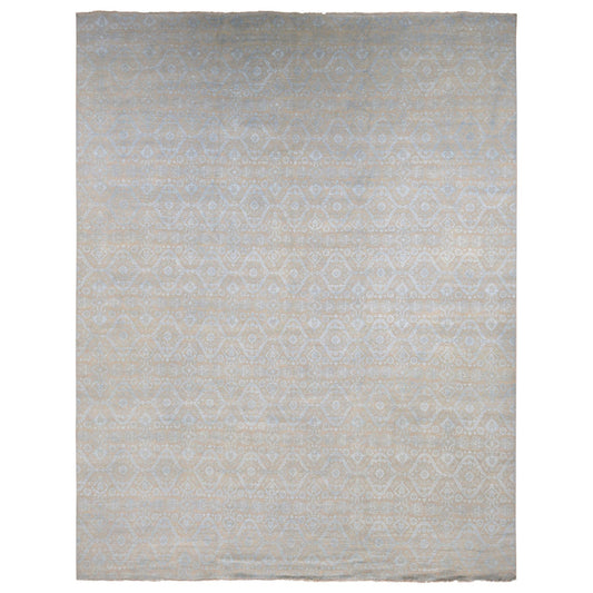Transitional Wool & Silk Hand Knotted Rug Brown No Border 11.10X15.0 -O087663